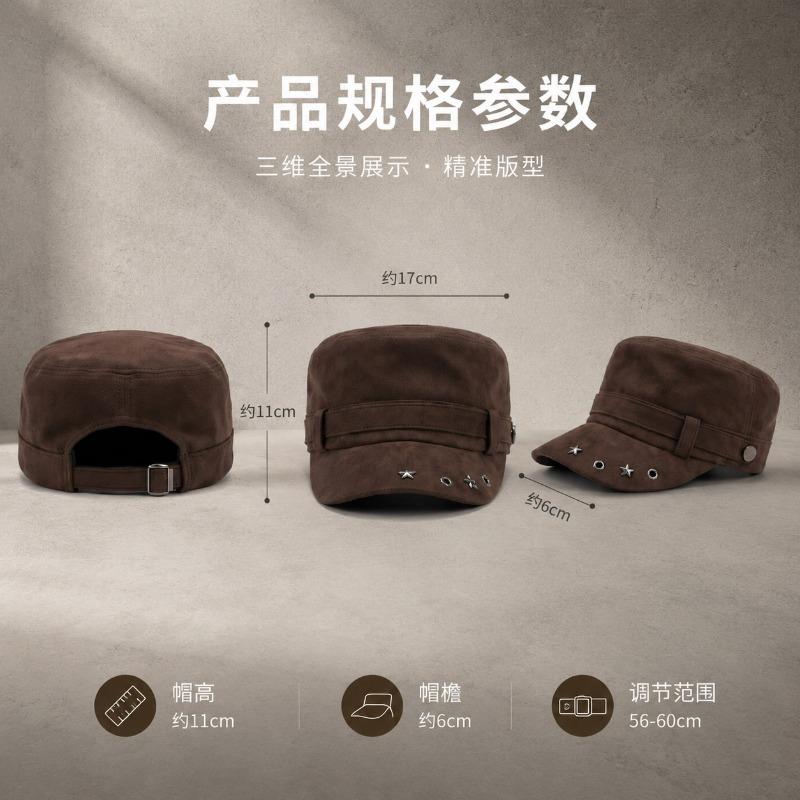 Womens Autumn Winter Flat Top Equestrian Hat Solid Color Versatile Casual Hat