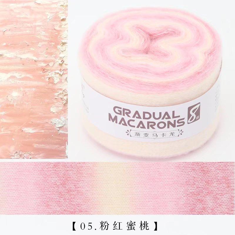 100g/roll Macaron Rainbow Section Dyed Yarn Mohair Blend Hand Woven Crochet Baby Sweater Outer Scarf Cake Thread Soft Fluffy