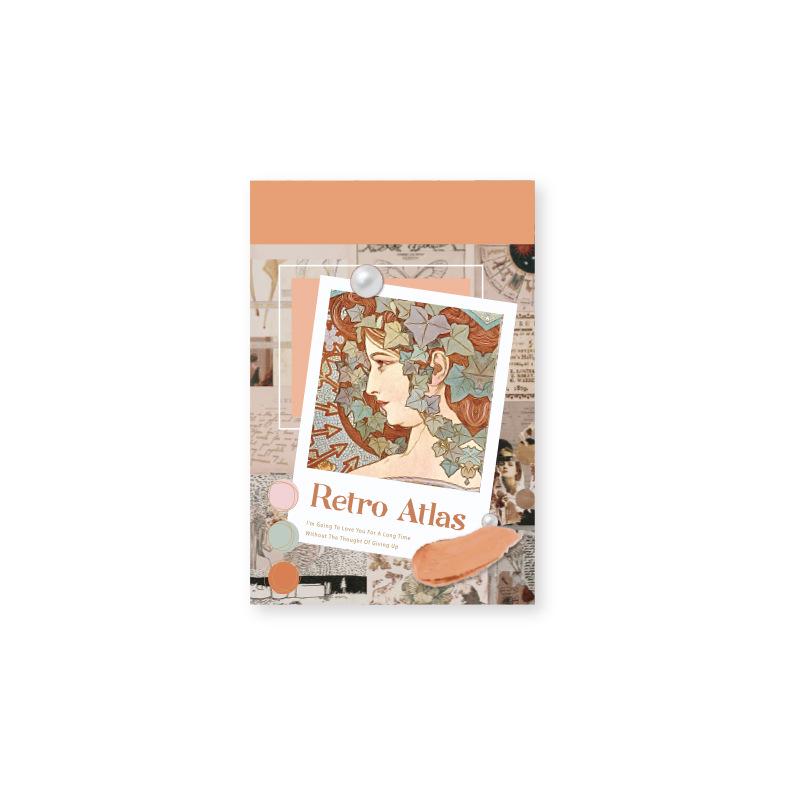 Serene Time Series Bean Sticker Book: Retro Collage DIY Tent Decorations, 50 Sheets, 6 Styles
