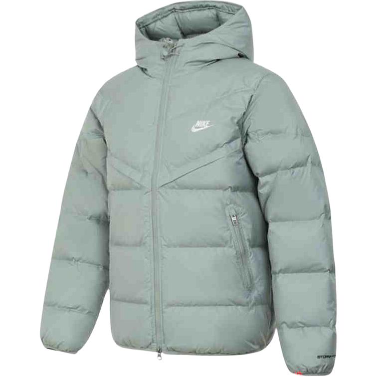 Nike Solid Color Zipper Hooded Fashion Versatile Long Sleeve Jacket Down Coat Men Jackets Light-Gray HQ0897-370 XS