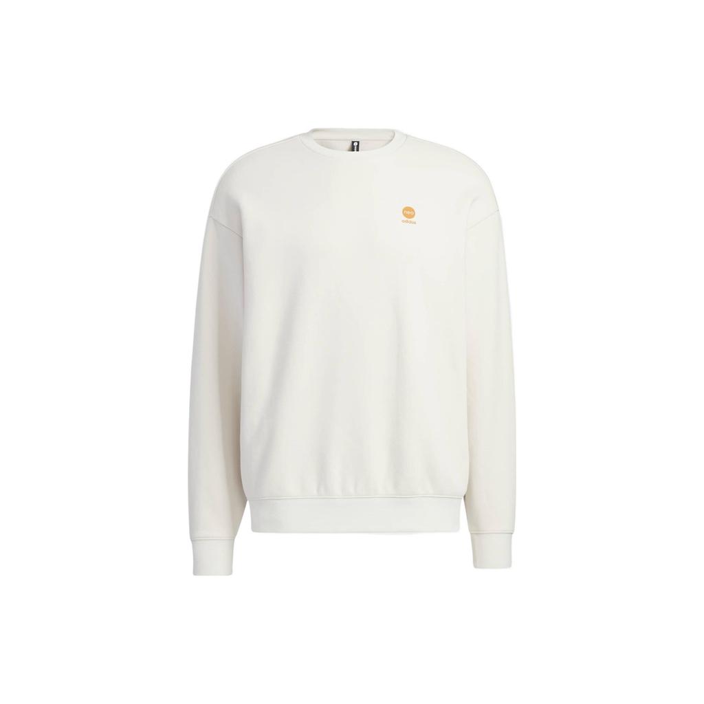 Adidas Neo Solid Color Print Logo Crew Neck Sweatshirt Unisex Tops White HY9656