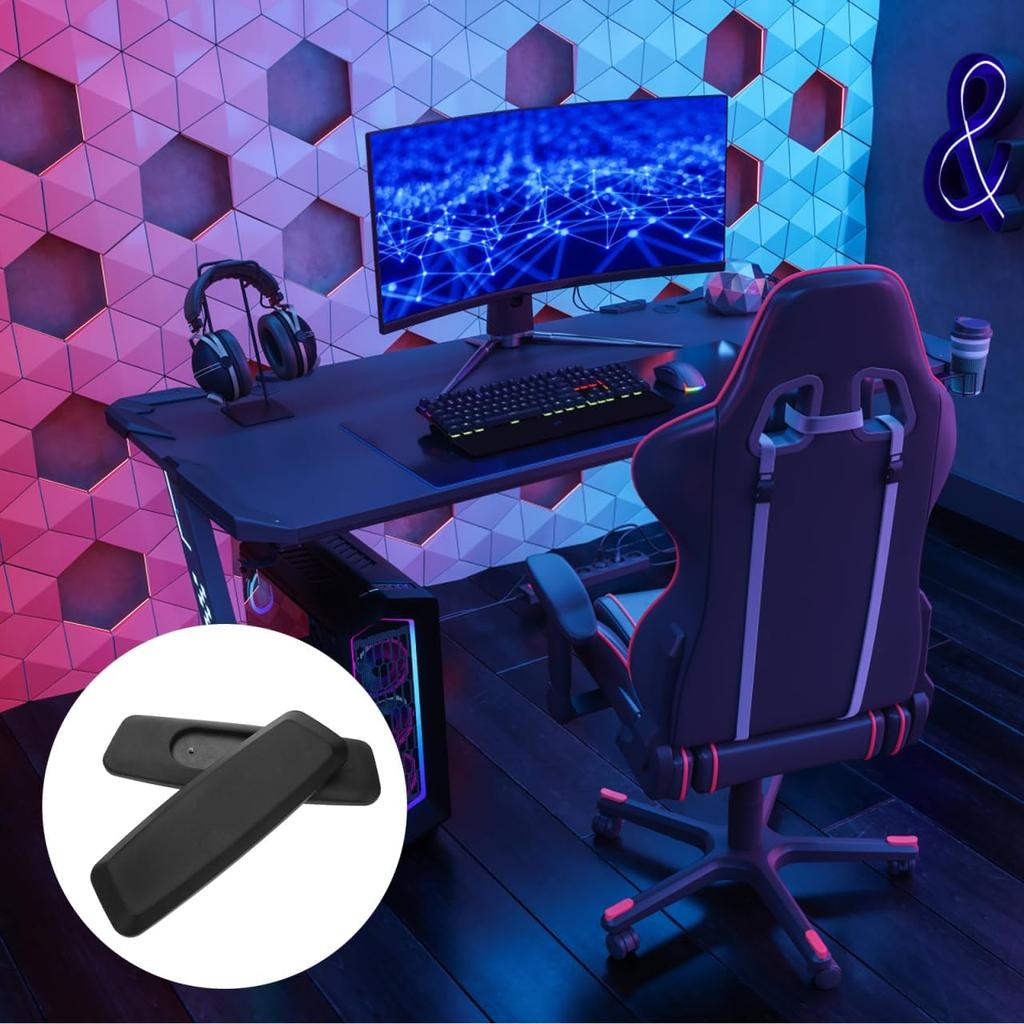 COHEALI 2pcs Office Chair Arm Armrest Covers: Stretchable PU Leather Protectors for Office/Gaming Chairs Furniture Parts (Black)