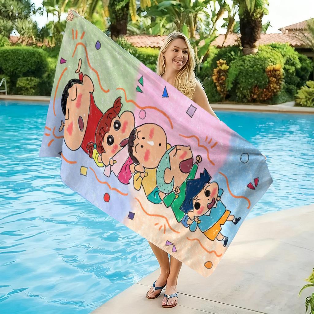 C-Crayon Shin-chan Japanese Beach Towel Quick-drying Suitable for Beach Gym Yoga Pool Summer Funny Gift for Friends And Family