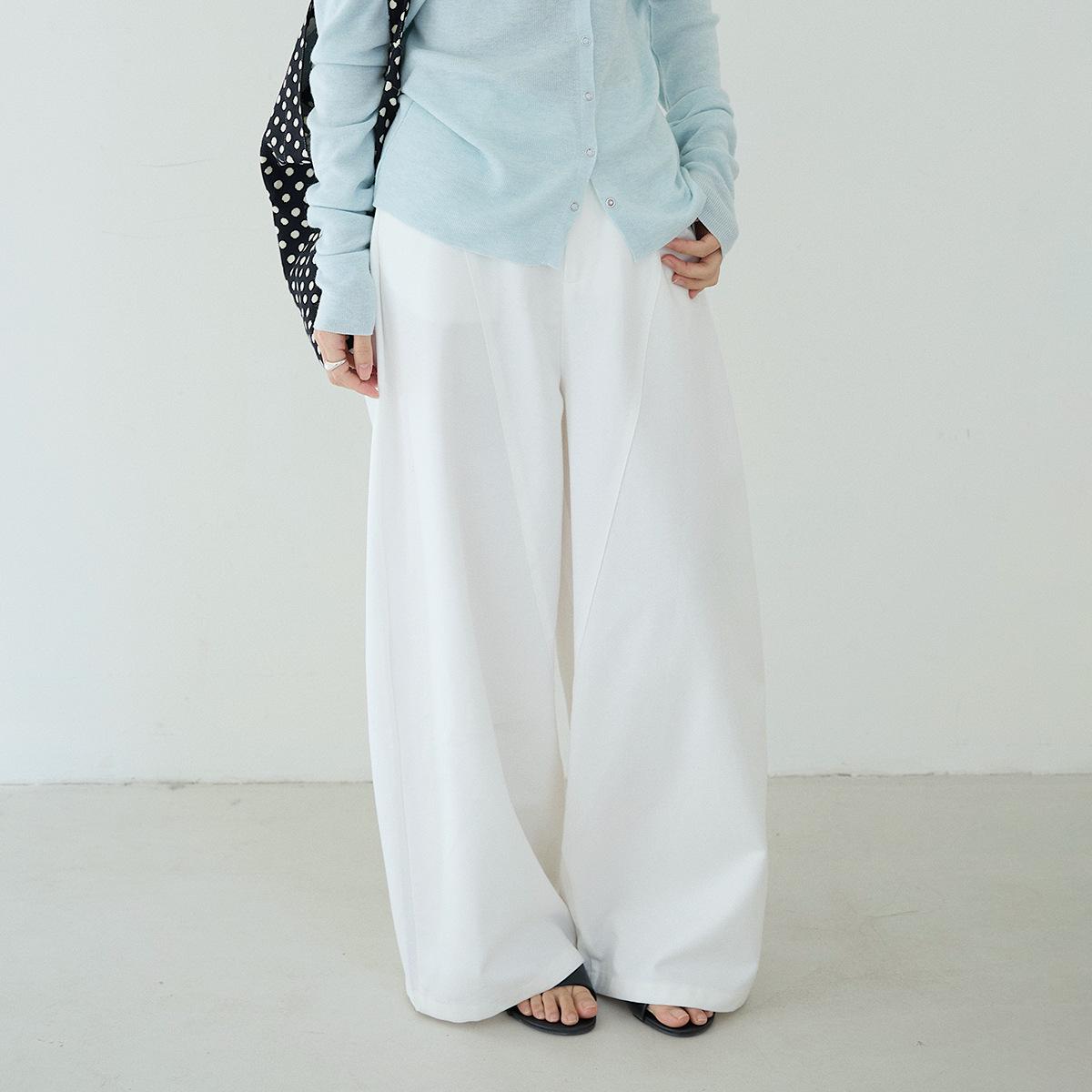 Korean Style Tencel Cotton Women s High Waist Wide Leg Slimming Casual Pants 11163 Small белый