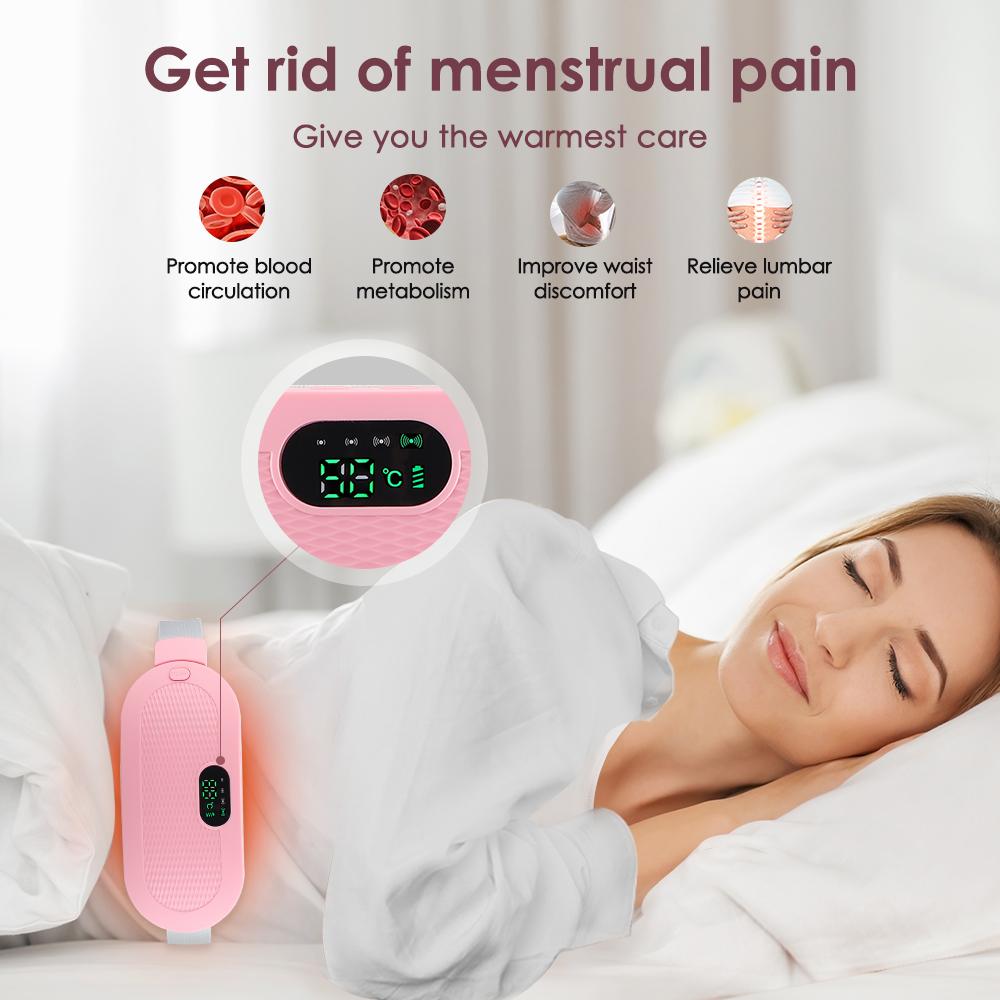 Thermal Electric Period Waist Massager Abdominal Heating Pad for Women Menstrual Cramps Pain Relief Vibration Back Massage Tool