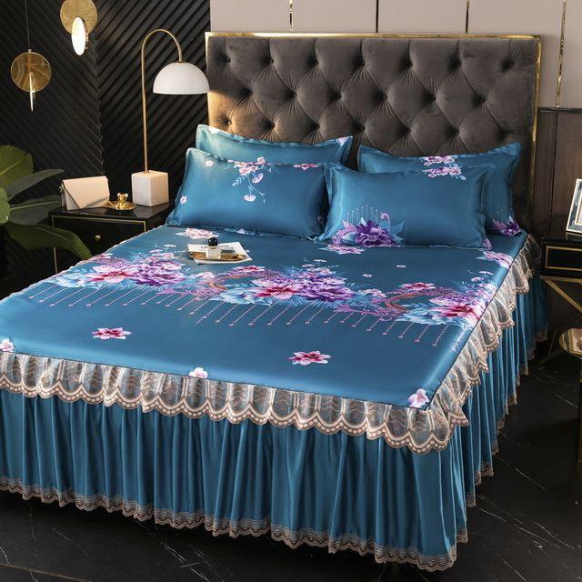 Cool Mat Ice Silk Mat Trzyczęściowy zestaw Pojedynczy Podwójny Można prać w pralce Narzuta na łóżko Letnie łóżko Rozkładane Składane Klimatyzowane siedzisko