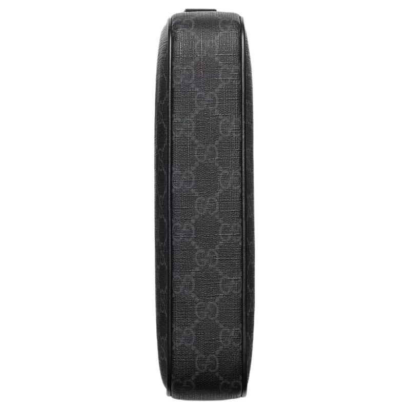 Gucci Presbyopia All-over Detachable Wrist Strap, Zipper Closure, GG Supreme Canvas Clutch, Men's Black
