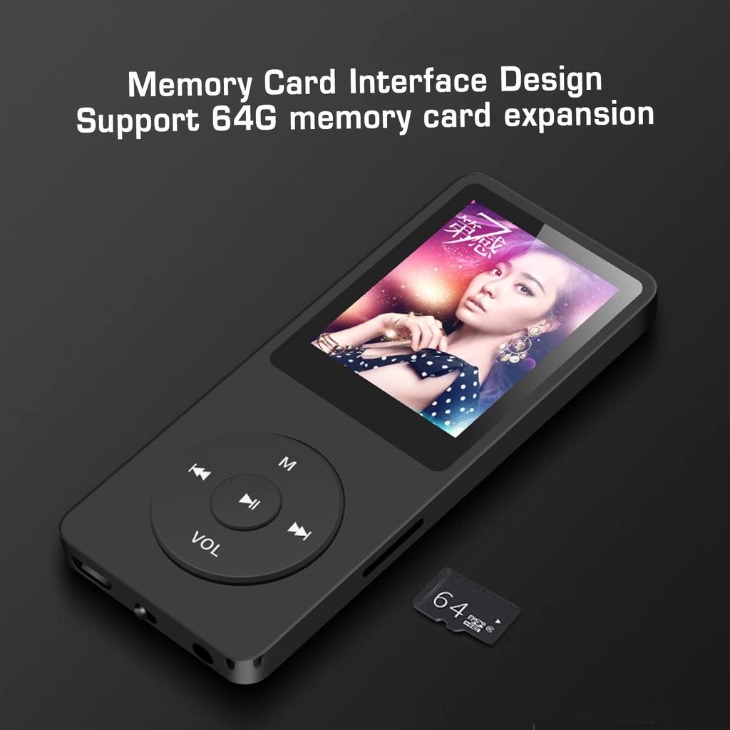 MP3-Player, 8 GB Tragbarer MP3/MP4-Player mit FM-Radio, Diktiergerät, E-Book, HiFi Lossless Sound, 30 Stunden Wiedergabezeit (Schwarz)