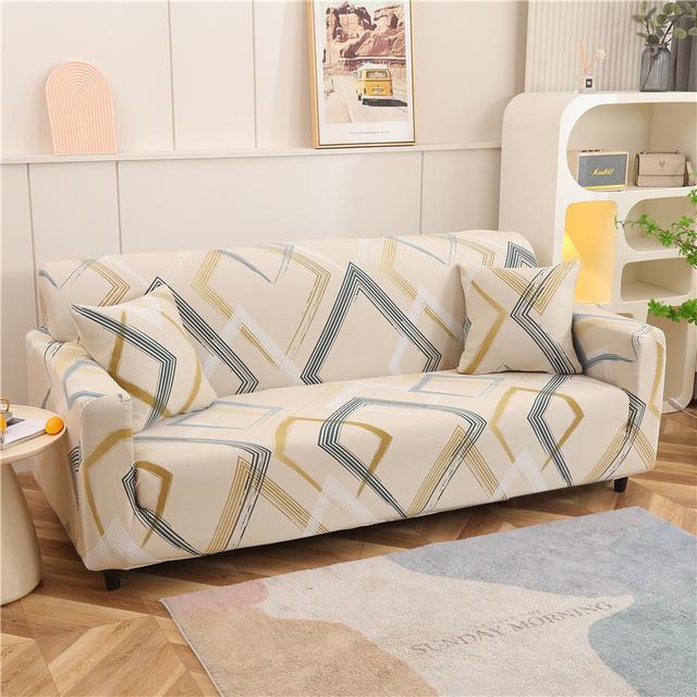 1 /2 /3 /4 Seater Geometry Sofa Cover Stretch Spandex L Shape Sofa Covers Cartoon Chaise Longue Couch Slipcover Furniture Protector