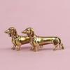 Dachshund Brass Ornament Collectible Mini Brass Dog Figurine Craft Desktop Ornament for Home Living Room Bookshelf Decor Gift