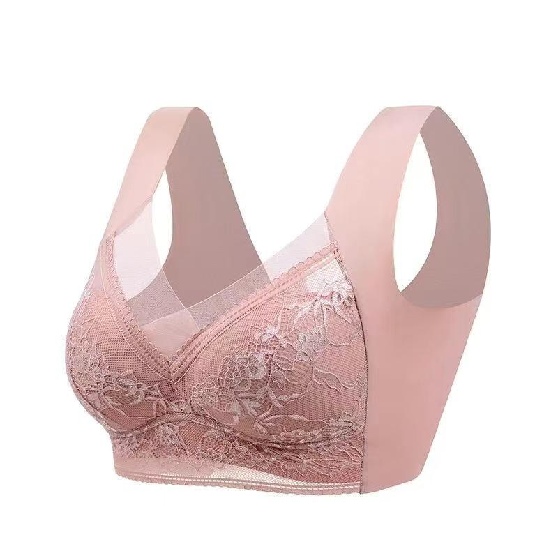 

Women s Cross-Back Lace Bralette: Wire-Free, Fixed Cup, Side Support, Seamless Push-Up 3L (60-70kg)