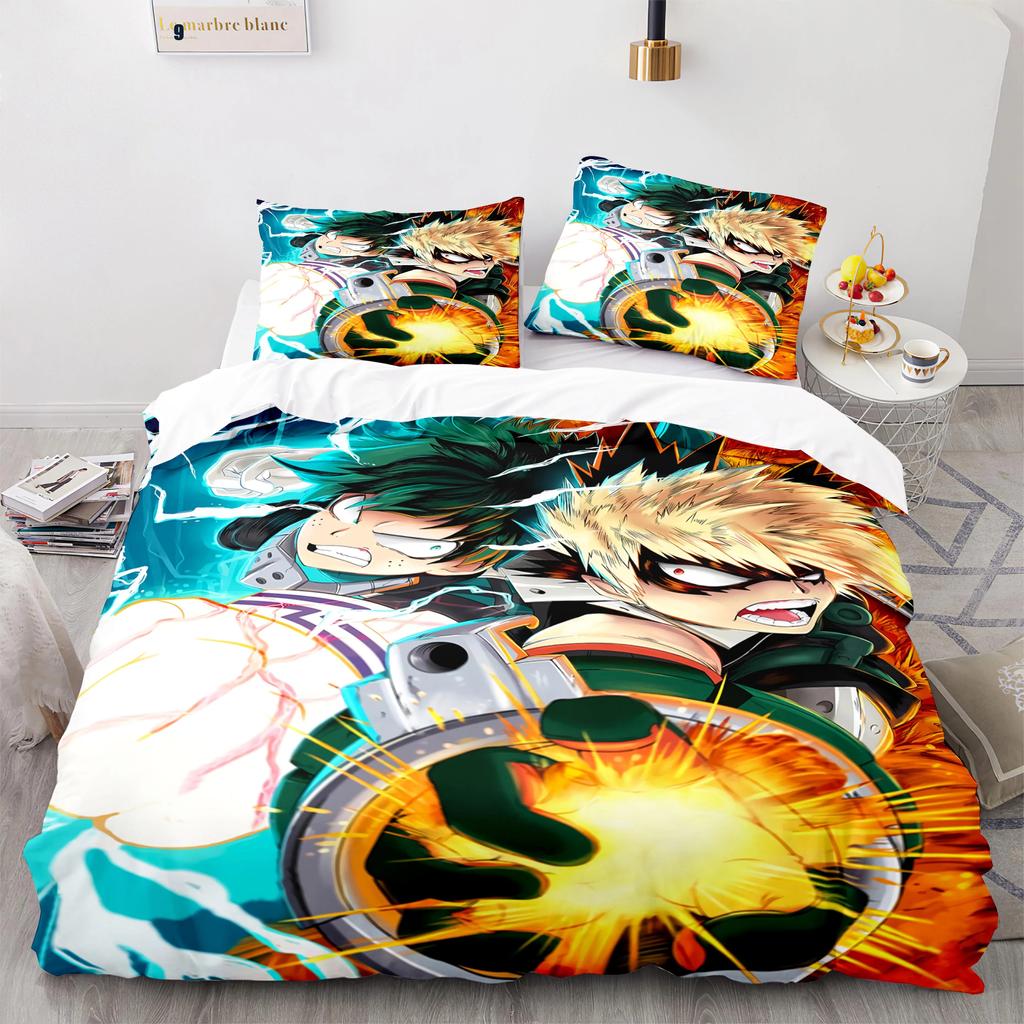 New Japan Anime My Hero Academia Printed Bedding Set Cartoon Duvet Covers Pillowcases Comforter Bedding Set Bedclothes Bed Linen