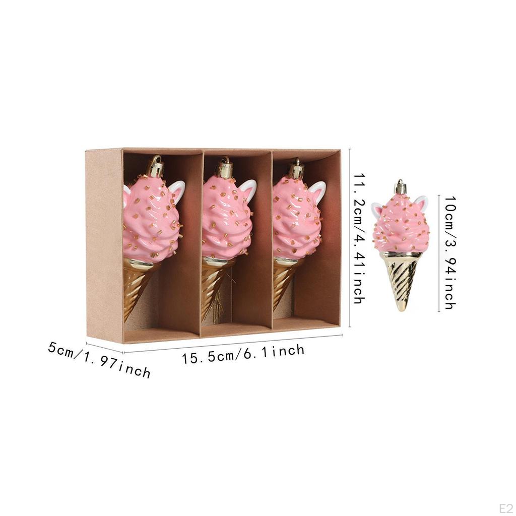 3 Pieces Christmas Ornaments Hanging Ornament Ice Cream Shape Creative Portable Gift Xmas