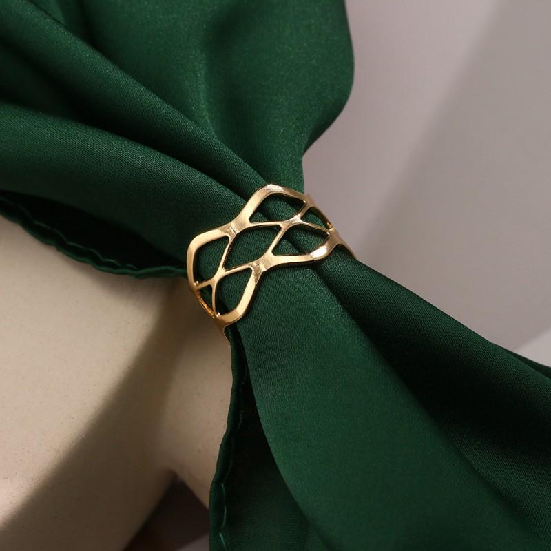 New Silk Scarf Buckle Simple Line Alloy Versatile Hijab Ring Headband Fixing