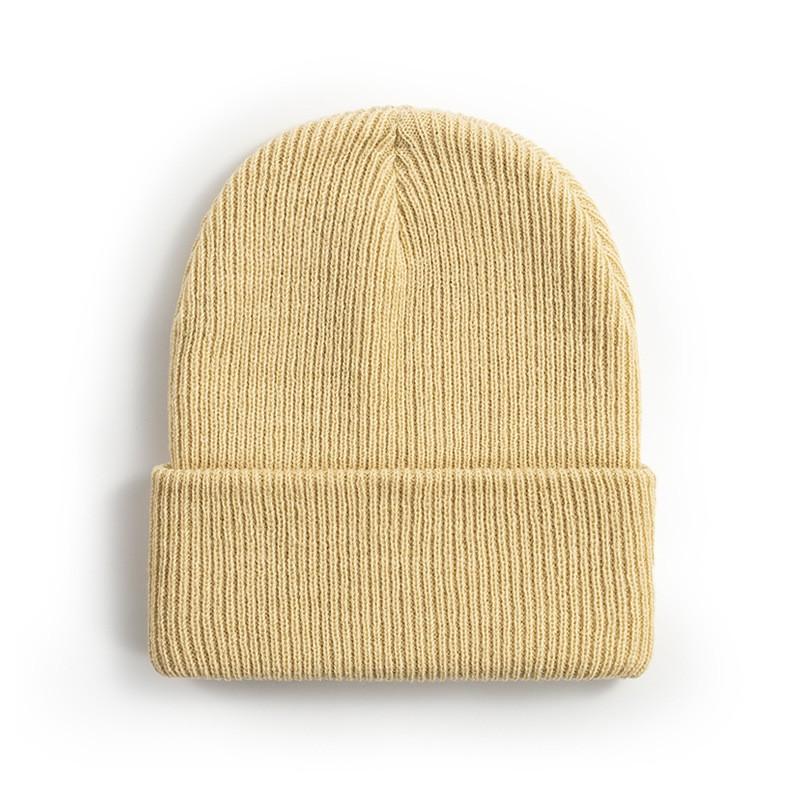 Fashionable Custom Embroidery Logo Solid Color Warm Winter Beanie Knit Hat бежевый