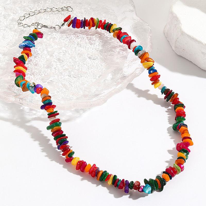 Naure Stone Turquoises Beaded Choker Necklace For Women, Irregular Bohemian Healing Choker Jewelry