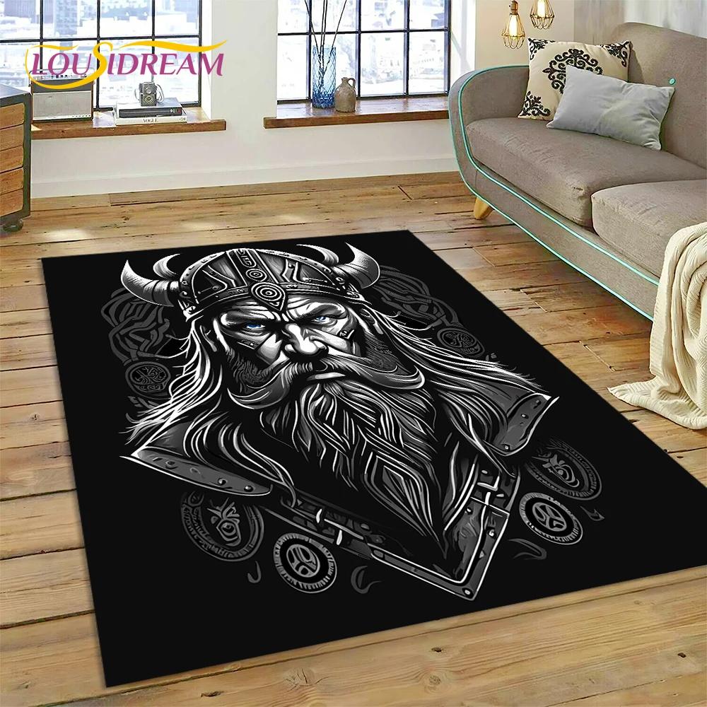 Nordic Viking Odin Valhalla Valknut Carpet Rug for Bedroom Living Room Home Sofa Decoration,Children Game Large Decor Floor Mat