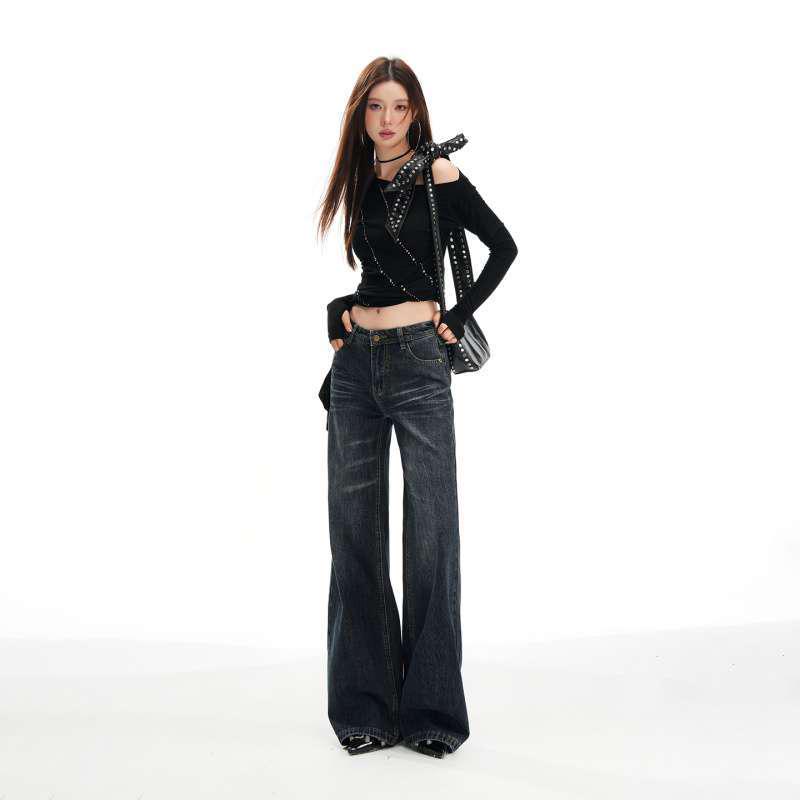 Retro Low-Waist Micro-Flare Jeans for Women Small