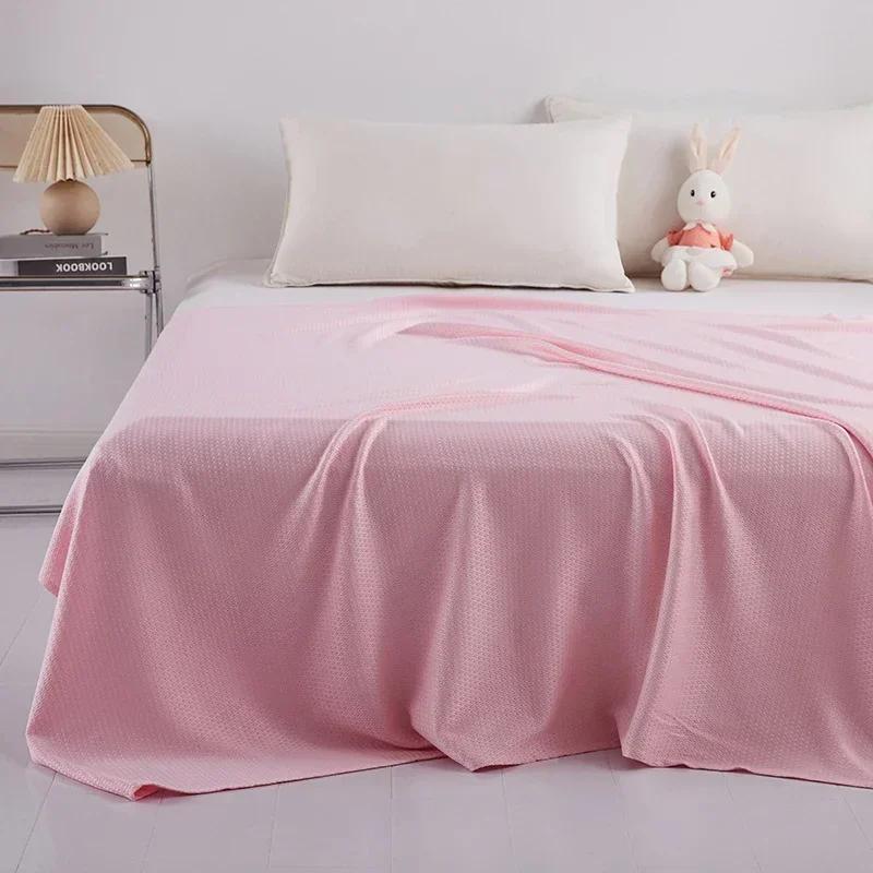 100% Bamboo Fiber Summer Blanket Pure Natural Plant Cooling Quilt Air Condition Comforter Thin Diamond Grid Lightweight Duvet