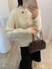 Winter Forest Style Lace Trim Knit Cardigan with 3D Flowers for Women