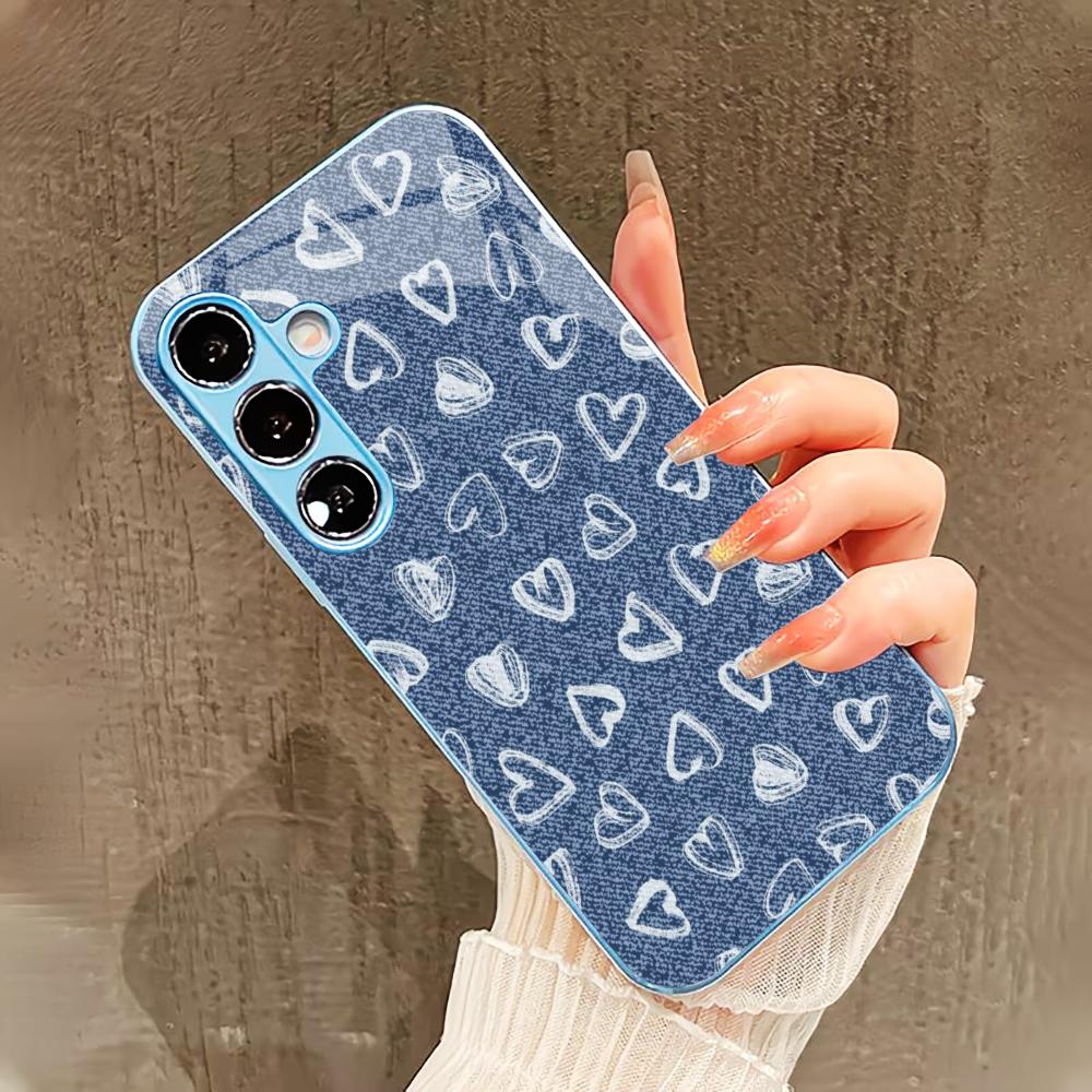 Little heart pattern PhoneCase for Samsung Galaxy S26 S25 S24 S23 S22 FE Ultra Plus Built-in glass feel bare machine Men women