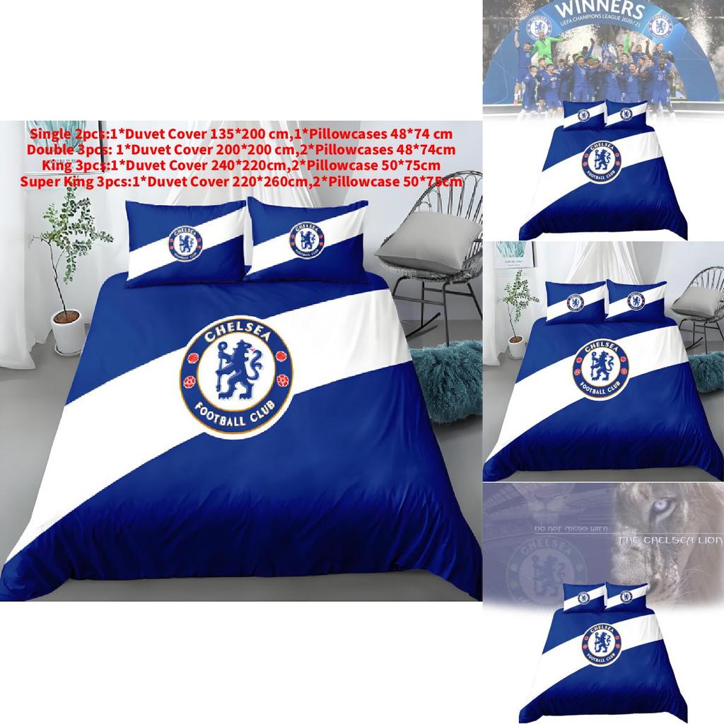 Chelsea Football Fan Gift Duvet Cover Set With Soft Polyester For Double Bed Bedroom Decor
