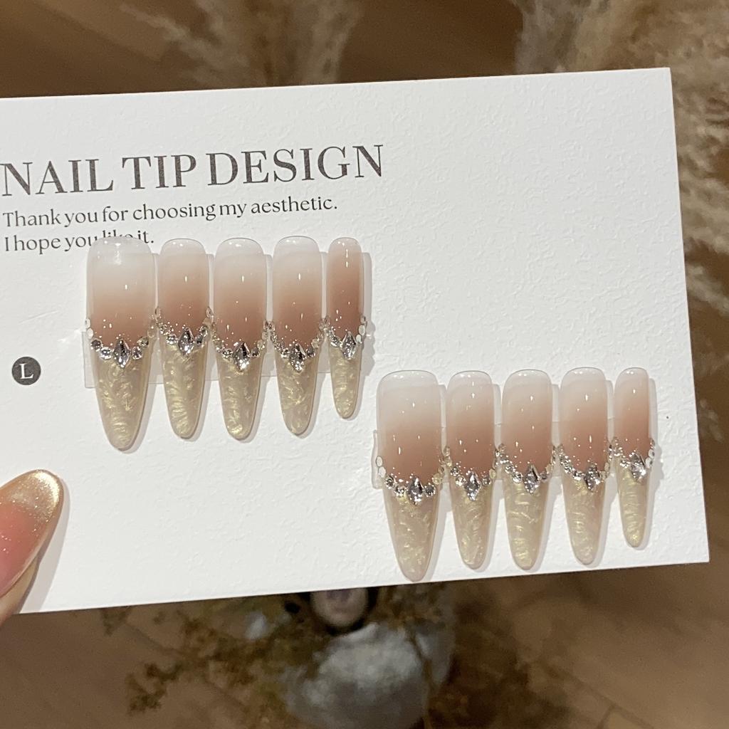 Light Luxury Ice-transparent Smudge French Stacked Drill Thread French Alice Removable Wearable Armor
