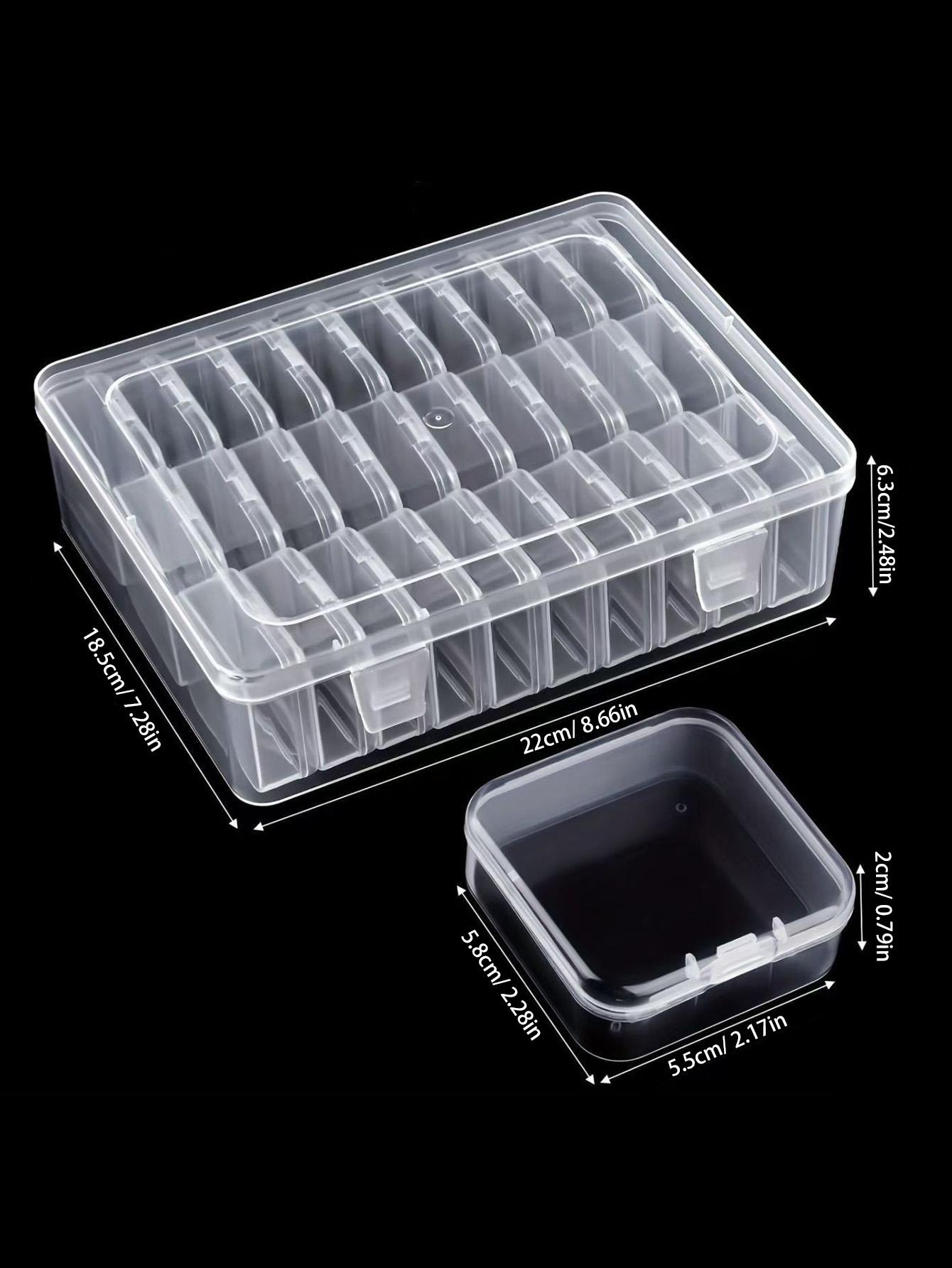 

1 набор из 30 прозрачных пластиковых коробок для хранения, мини, с маленькими ячейками, с крышкой, квадратные, для украшений, жемчуга и разных мелочей, с разделителями