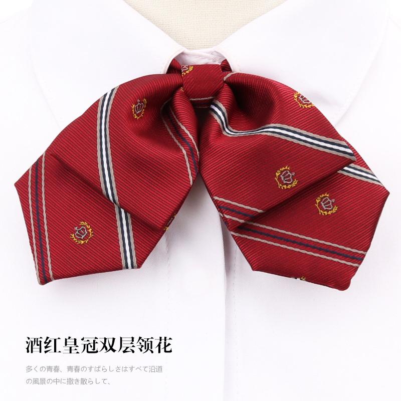 Japanese And Korean Version Of Female Collar Flower Double-Layer College Wind Ribbon Free Jk Bow Bow Graduation Photo Tie Sailor Suit