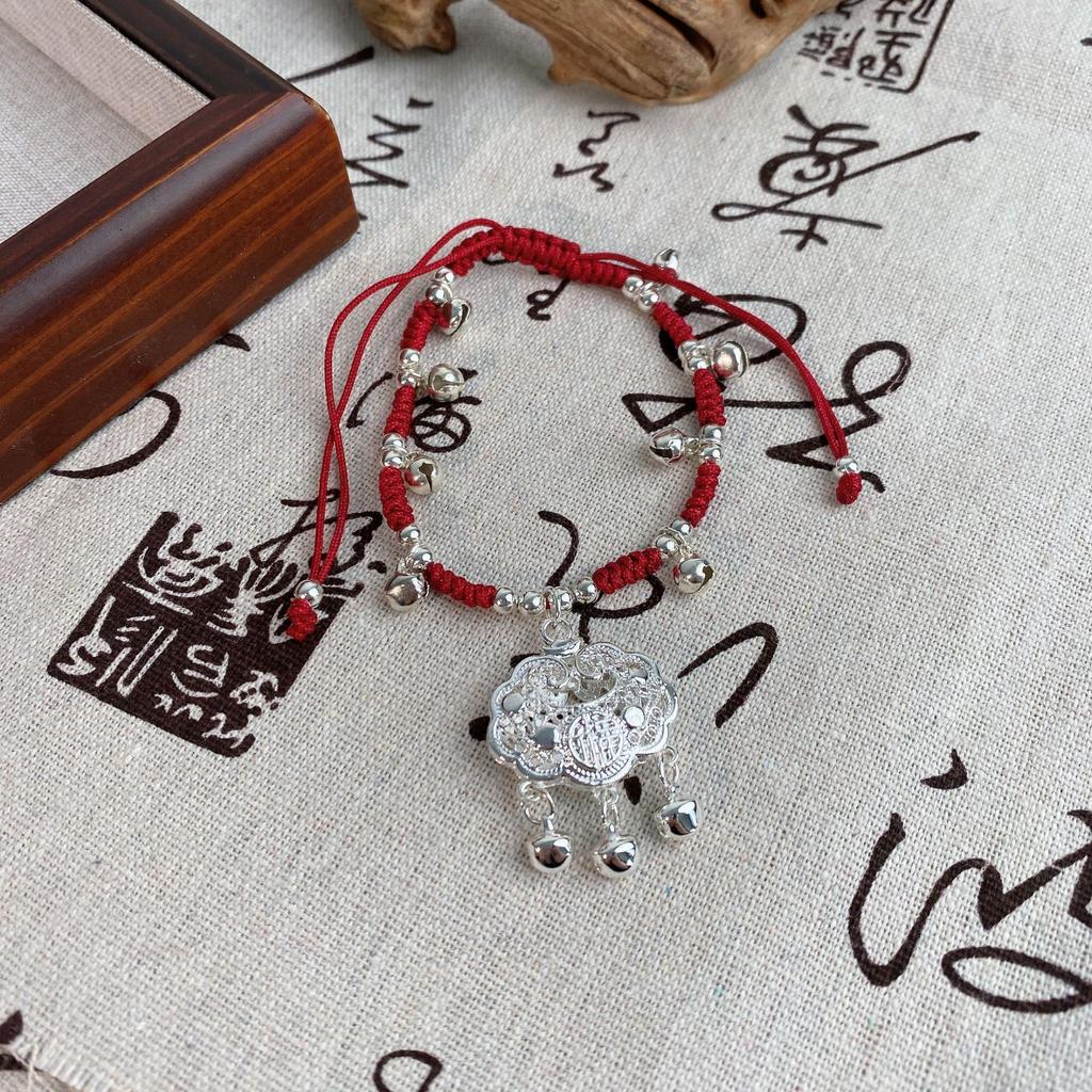 Luxury Rope Red Bracelet With Peace Lock And Bells For Men Women And