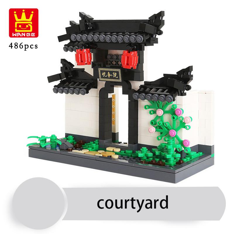 Street House Architecture China ancient times Chinoiserie villa Model building block DIY brick creative Toy Moc classical idea