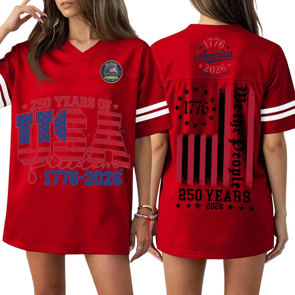 Women's Casual Fashion V-Neck Sports Independence Day Print Short Sleeve Sports T-Shirt Top