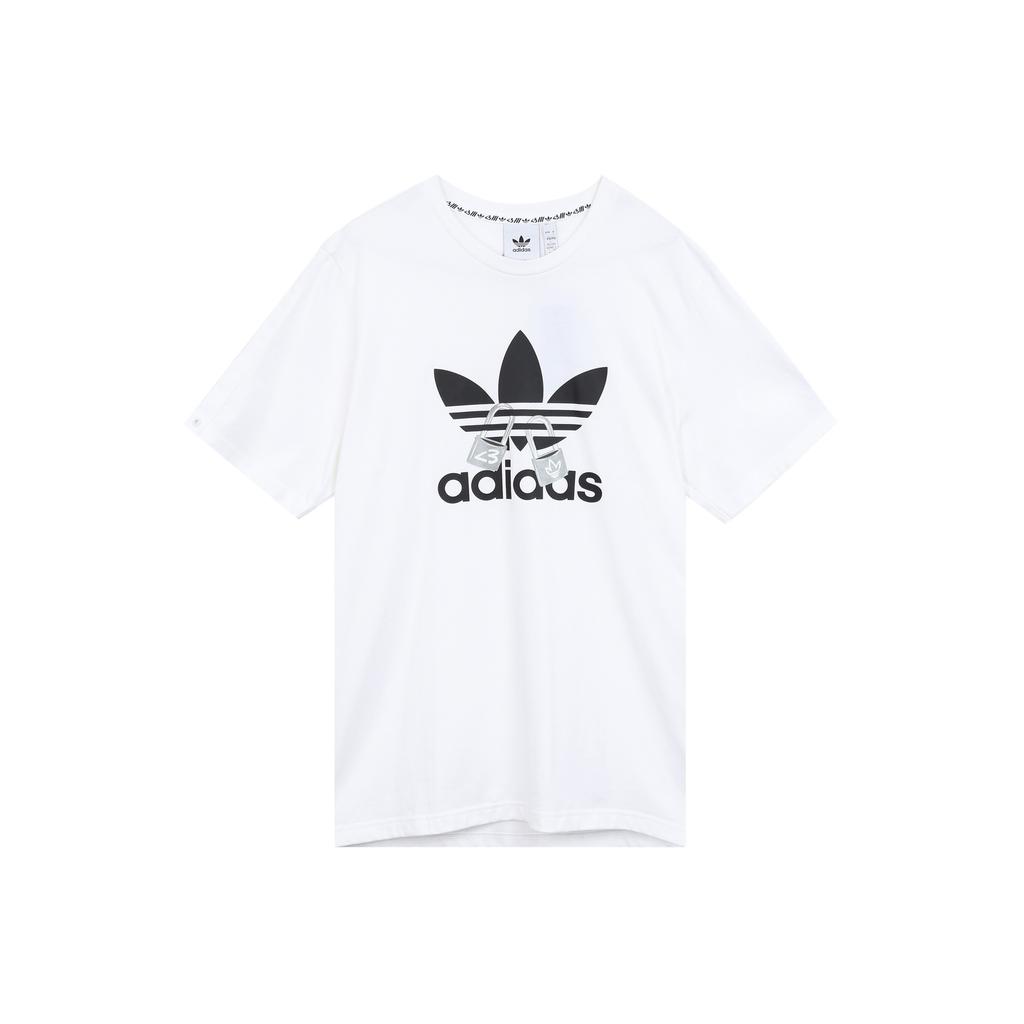 Adidas Originals Clover Vday Tee With Uni Logo Print Round Neck Short Sleeve Men Tops White H07084