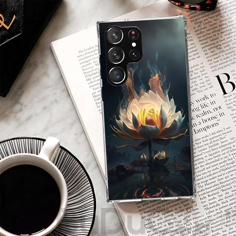 Buddhist Fire Lotus Cover For Samsung Galaxy S23 S22 S24 S25 Ultra S21 Plus S20 FE Phone Case S25Edge S10 + Print Coque Galaxy A