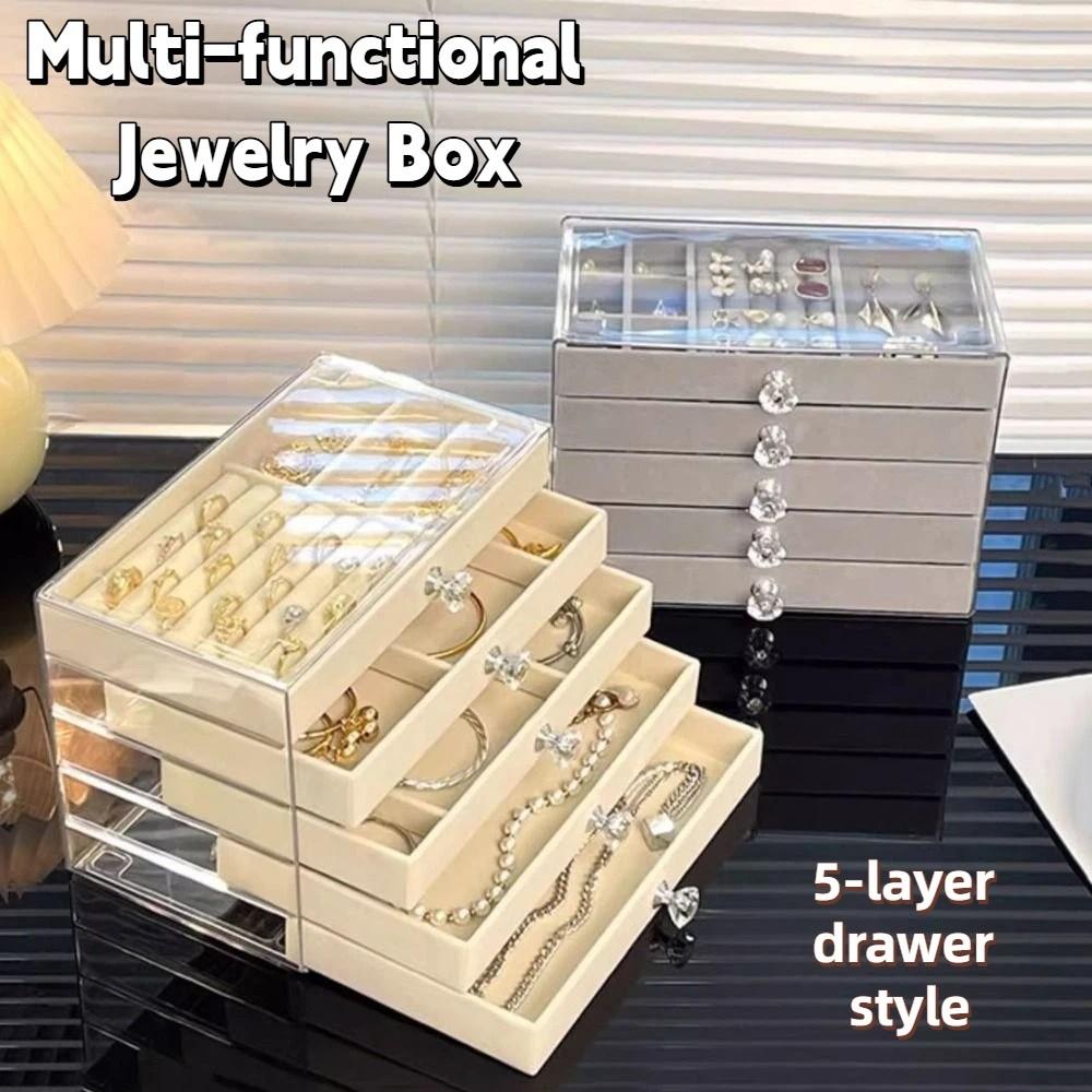 Samt Schmuckkasten mit großer Kapazität Ohrringe Halsketten Schmuck-Organizer Schmuckaufbewahrung