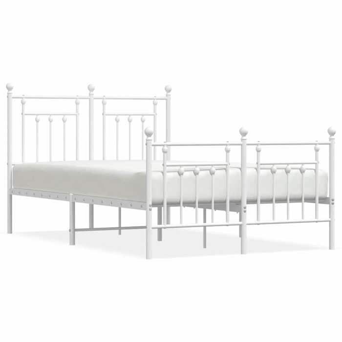 VidaXL Metal Bed Frame with Headboard-Footboard White 120x200cm 353602