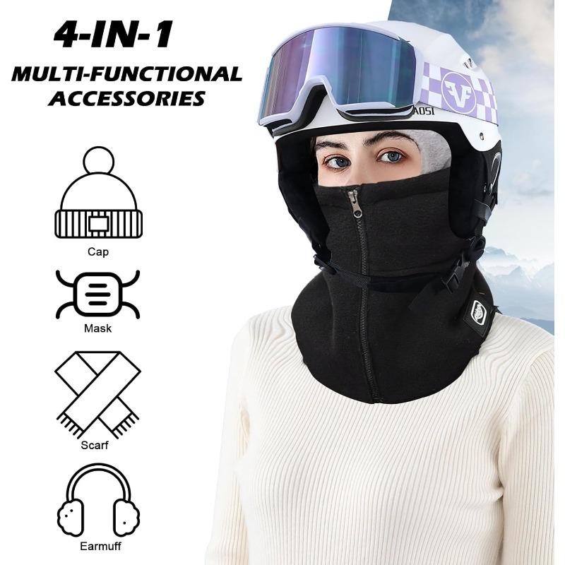 Unisex Winter Thermal Fleece Balaclava Full Face Cover Warm Neck Ear Warmer Breathable for Cycling Hiking Skiing Motorbikes