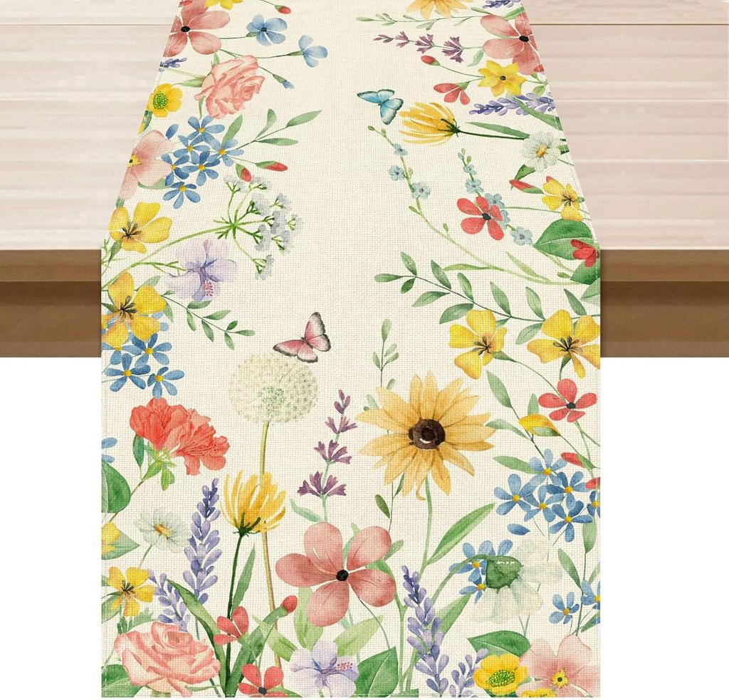Watercolor Wildflowers Spring Placemats Set of 6 Summer Table Mats for Party Home Kitchen Dining Table Decorations 12x18 Inch