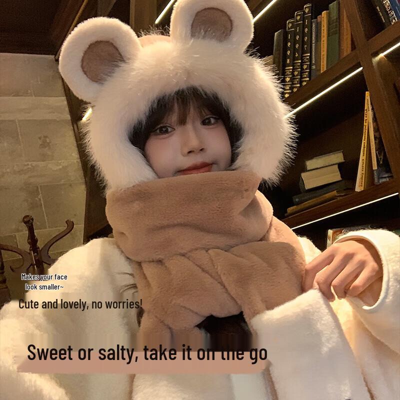 

Комплект для девочек: зимний теплый шарф-капюшон и шапка