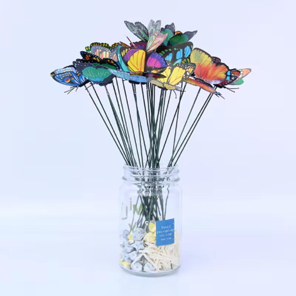 

A 24PCS 10PCS 3DThree-Dimensional PVC Simulation Butterfly Outdoor Garden Decoration Creative Floral Pole Color Random Beautiful
