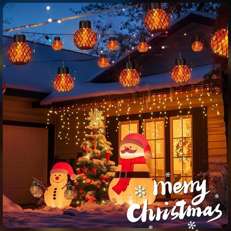 Solar LED Outdoor Flame Effect Hanging Lantern Out Waterproof Garden Decoration Lamp Solar Fairy Light For Patio Garden Yard