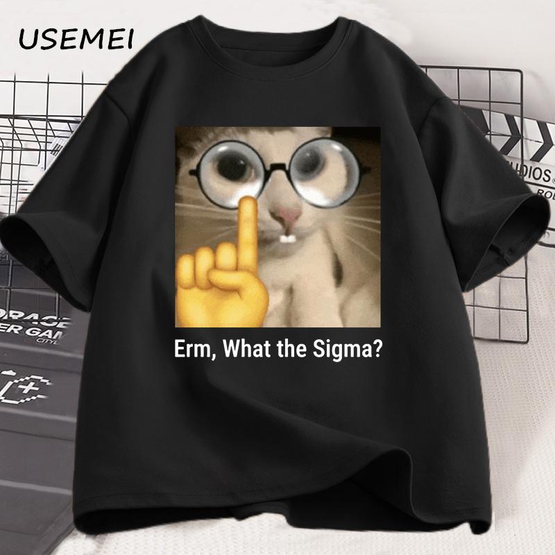 Erm What The Sigma Meme Tshirt Unisex Unisex Funny Graphic T Shirts Brainrot Tee Silly Cat Humor Tees Casual Cotton Clothes Tops