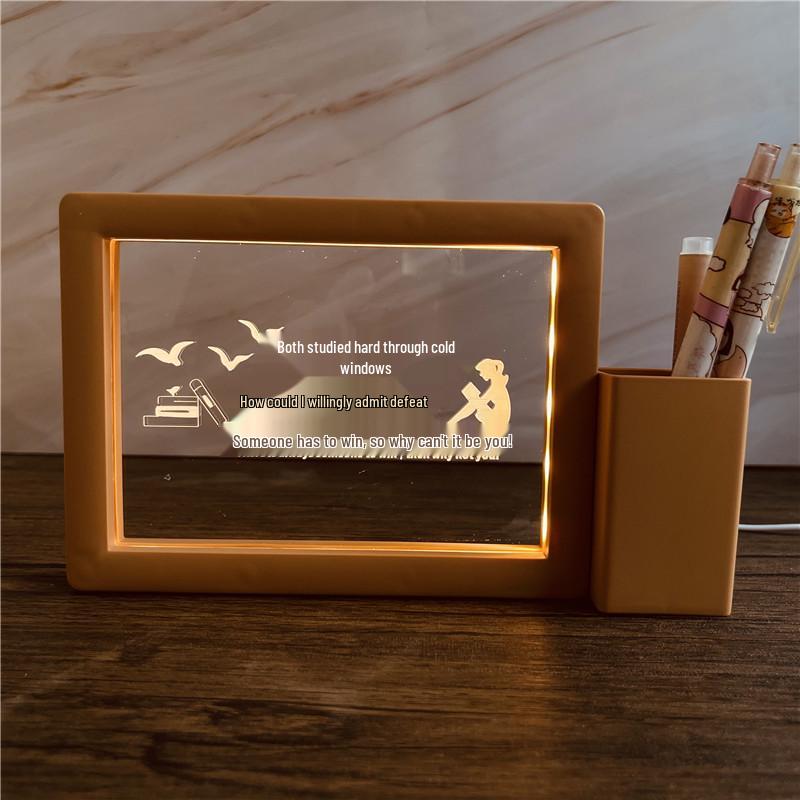 3D Photo Frame Pen Holder Night Light – Creative Graduation or Birthday Gift for Teachers and Classmates