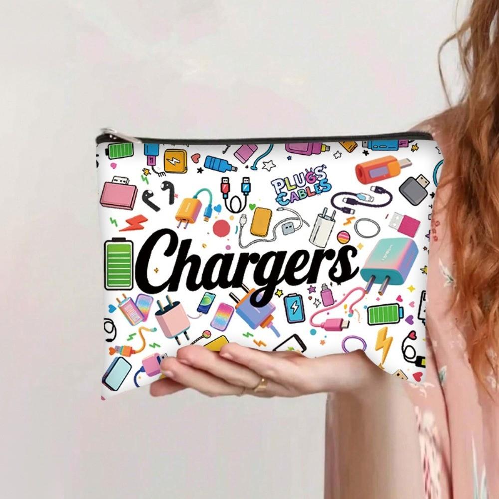 Zipper Closure Cosmetic Bag Print Pattern Makeups Organizer New Cable Organizer Bag for Office