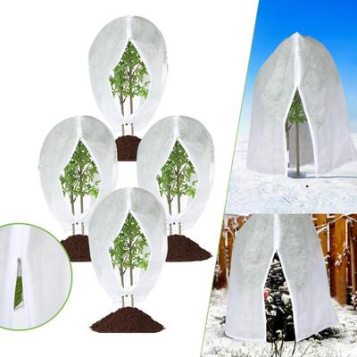 4Pcs Soft Winter Plant Cover Breathable Freeze Protection Bag with Zipper Drawstring Large Reusable Garden Non-Woven Fabric Plant Frost Cloth