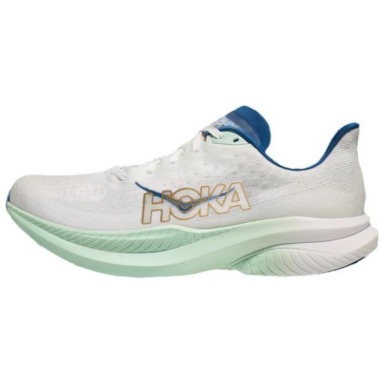 New HOKA ONE ONE MACH 6 Abrasion Resistant, Breathable, Lightweight Low top Training Shoes Men's White Wide Fit 1147833-FTG