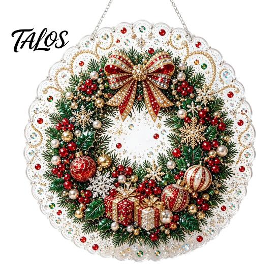 Decorazioni per Pittura Diamante Natalizie Suncatcher con Perle Finte, Pupazzo di Neve Babbo Natale Albero Carino Kit 3D con Perline Fai da Te Ornamenti per Feste