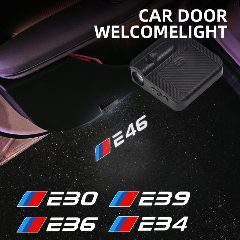 1/2Pcs For E46 E39 E36 E30 E34 Logo 3 5 Series 325i 330i 525i 528i 530i Car Door HD LED Lamps Projector Courtesy Welcome Lights