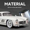 1/24 Scale Benz 300SL Classic Car Alloy Metal Diecast Car Model Sound & Light Collect Hobby Desktop Decorative Ornament Gift