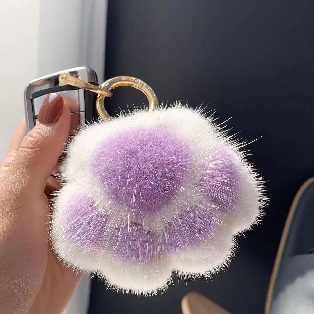 1 Piece Cat Paw Plush Pendant Bag Ornaments Cute Little Paw Car Key Chain Bag Pendant Keyrings Birthday Gift
